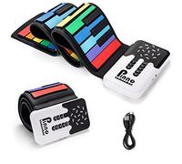 POGOLAB Piano Numérique, 49 Touche Pliable Piano Electrique aux Couleurs de l'arc-en-ciel, 8 Tons 6 Démo, Haut-parleur Intégré, Fente pour Ecouteurs, Folding Synthetiseur Portable pour Débuant M02293