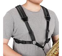 POGOLAB Sangle Saxophone, Harnais Sangle de Saxophone, Support de Saxophone en Cuir Souple avec Crochet en Métal, Sangle à Vent Universel Réglable pour Saxophone Alto Saxon Tenor Soprano