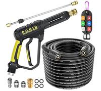 POHIR Pistolet et tuyau de nettoyeur haute pression 3600 psi, tuyau de nettoyeur haute pression de 15,2 m et pistolet, émerillon à connexion rapide de 0,95 cm, raccords M22 15 mm/14 mm, baguette