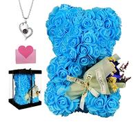 POHOMEGK Cadeau Femme Ours Rose Ourson Roses Eternelle, Rose éternelle Fête des Mères Saint Valentin Anniversaires Cadeau de Remise des diplômes Les