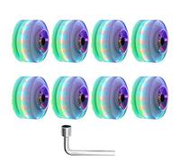POHOVE 8 Pièces Roues de Roller Skate Lumineuses, Lumineux Rouleau avec Bas Bruit Rotation Roulement Remplacer Rollerskate Appliquer pour Double Rangée Patinage, Skateboard, 2.28x1.26