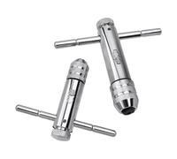 POHOVE Lot de 2 porte-tarauds à cliquet avec poignée en T, pour taraud, réglable, support de taraud pour tarauds métriques M3-M8/M5-M12 (couleur : argent)