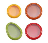 POHOVE Lot de 4 boîtes de conservation en silicone pour fruits et légumes, multicolores, modernes, fonctionnelles, extensibles, conservation des aliments, 10 cm (jaune), 14 cm (vert), 12,5 cm (marron,