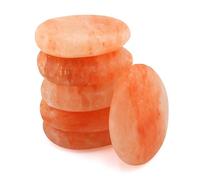 POHS Lot de 6 pierres de massage ovales plates - Pierre déodorante - Cristal rose sculpté à la main - Chaud et froid - Pour thérapie de massage