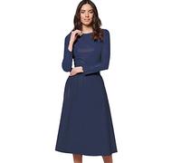 Pohullan Robe tendance en similicuir à manches longues pour femme - Coupe ajustée - Pour l'automne et l'hiver, bleu marine, M