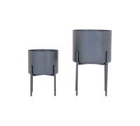 POHYA - Lot de 2 Cache-Pots sur Pieds en Métal Gris -