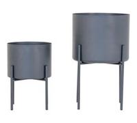 POHYA - Lot de 2 Cache-Pots sur Pieds en Métal Gris -