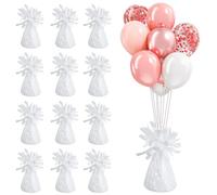 Poids Ballon Helium Cône de Poids de Ballon Feuille L'hélium Supports de Ballons Métalliques 6Pcs 155g/pc Pendentif pour Ballons D'anniversaire de Mariage Célébrations Décoration (Blanc-12Pcs)