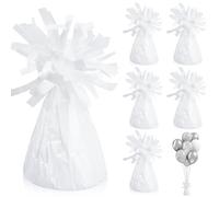 Poids Ballon Helium Cône de Poids de Ballon Feuille L'hélium Supports de Ballons Métalliques 6Pcs 155g/pc Pendentif pour Ballons D'anniversaire de Mariage Célébrations Décoration (Blanc-6Pcs)