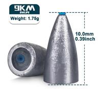 Poids De Pêche Pour Texas Rigs Bass,9km Bullet,15 Pièces,Matériel Pour Eau Salée Et Douce,1.75 14g - Type 1.75g 10mm 15pcs