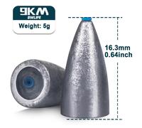 Poids De Pêche Pour Texas Rigs Bass,9km Bullet,15 Pièces,Matériel Pour Eau Salée Et Douce,1.75 14g - Type 5g 16.3mm 15pcs