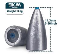 Poids De Pêche Pour Texas Rigs Bass,9km Bullet,15 Pièces,Matériel Pour Eau Salée Et Douce,1.75 14g - Type 3.5g 14.3mm 15pcs