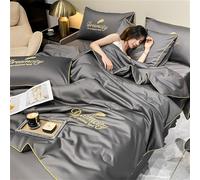 Poids LéGer Et Frais Couette en Coton, Grande Taille Couverture RafraîChissante, Soie GlacéE Lavable Climatisation Simple Couverture De Couette Confortable, Dormeurs Chauds,02,180 * 220cm 4 Pcs Set