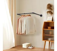 Poids lourd Barre de penderie Barres de penderie montage mural Industrie Garde-robe 80cm noir
