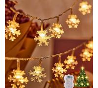 POIFL Guirlande Lumineuse à Piles, 6M 40LED Guirlande Lumineuse Flocon de Neige, Guirlande Lumineuses de Noël Avec 8 Modes, Guirlande et Intérieure étanche pour Chambres, Fêtes,Jardins, Noël, Arbres