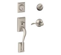Poign e cylindre simple et levier d'accentuation droite SCHLAGE Addison en nickel satin F60 ADD 619 Acc RH