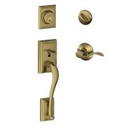 Poign e cylindre simple SCHLAGE Addison et levier d'accentuation gauche en laiton antique F60 ADD 609 Acc LH