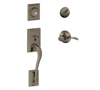 Poign e de porte cylindre simple Schlage Addison et levier d'accentuation gauche, tain antique (F60 ADD 620 Acc LH)