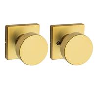 Poign e de porte int rieure Kwikset Pismo pour portes de placard et de couloir, non verrouillable, carr e, en laiton satin , protection Microban