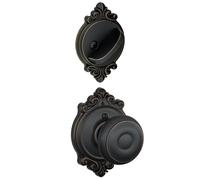 Poign e de porte int rieure Schlage F59 GEO 716 BRK Brookshire Collection Georgian, bouton en bronze vieilli (moiti int rieure uniquement)