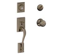 Poign e de porte monocylindre et bouton g orgien SCHLAGE Addison, tain antique (F60 ADD 620 GEO)