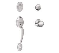 Poign e de porte monocylindre SCHLAGE Plymouth et bouton Plymouth en chrome brillant (F60 PLY 625)