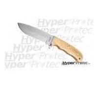 Poignard De Chasse Avec Manche En Olivier Et Étui En Cuir