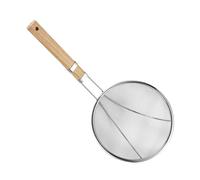 Poignée à poignée en bois Spoon - Ustensile de filtre à huile en maille en acier inoxydable | Écumoire de cuisson à la main pour la mousse de graisse, outil de cuisine multifonctionnel, passoire profe