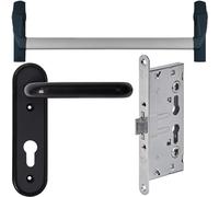 Poignée anti-panique avec poignée et serrure à mortaise pour portes coupe-feu et/ou sorties de sécurité, marquage CE, EN 1125 (Composants)