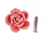 Poignée Bouton de Porte Forme de Rose Fleur en Céramique pour Tiroir Placard - Rose
