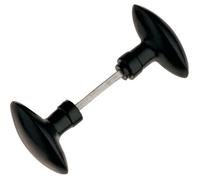 Poignée - Bouton meuble - ALPERTEC - Bouton double olive - Aluminium noir - Carré serti 6mm