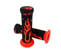 Poignée confortable à motif flamme 22 mm 7/8 gauche 24 mm 1 droite pour moto, VTT, cyclomoteur et vélo électrique (rouge-noir)