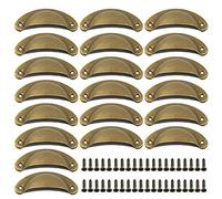 Poignée Coquille,Poignee de Meuble Vintage 20 Pièces Bouton de Porte Décoration Rétro pour Tiroir Armoire Meuble Cuisine,Avec 40 Vis Laiton Antique Poignee