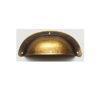 Poignée coquille zamak 76x25 mm vieux laiton - Modèle Coquille - Jaune - Hauteur 30 mm - Vis fournies