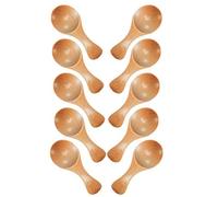 PoignéE Courte 10 Paquets Petite CuillèRe en Bois, Parfait pour Petits Pots Confiture, éPices, Condiments,Assaisonnements, Sucre, Miel,Le Café, la Moutarde, la CrèMe GlacéE, Etc