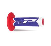 Progrip Poignées de guidon MX 788-227 Triple densité Blanc/Bleu/Rouge 22 mm/125 mm