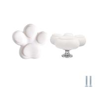 Poignée Cuisine 2 Pièces Petites Poignées De Dessin Animé Mignonnes Poignées En Silicone Pour Chambres D'Enfants Boutons Anti-Collision En Forme De Griffe De Chat Quincaillerie De Meubles(Blanc)