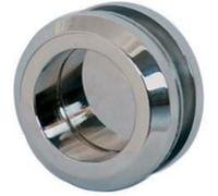 Poignée cuvette double ronde pour porte en verre - Diamètre 58 mm - Chrome brillant