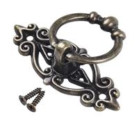 Poignée d'armoire antique en alliage de zinc rétro - Poignée de tiroir de cuisine - Vert bronze, noir et doré - 65 x 46 mm - Pour porte de commode, bibliothèque - Facile à installer (bronze vert)