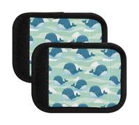 Poignée de bagage bleue avec baleines mignonnes de dessin animé pour sac à main, marqueurs, pour valise de voyage d'aéroport, Baleines mignonnes de dessin animé bleu, one sizex2