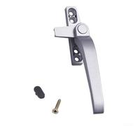 Poignée de battant de fenêtre en alliage de zinc avec serrure, design résistant à la rouille avec vis et couvercle décoratif (gris argenté, droite)