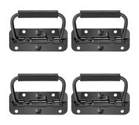 Poignée de Boîte Pliable, 4 Pièce Poignées de Caisse Pliantes Acier Inoxydable Poignée à Ressort avec Poignée en Caoutchouc pour Boîtes à Outils Ou Boîtes de Rangement,100x40mm (Noir)