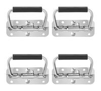 Poignée de Boîte Pliable, 4 Pièce Poignées de Caisse Pliantes Acier Inoxydable Poignée à Ressort avec Poignée en Caoutchouc pour Boîtes à Outils Ou Boîtes de Rangement,100x40mm (Argent)