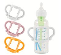 Poignée de bouteille en Silicone pour biberons étroits, poignée facile à saisir, peut accueillir la plupart des biberons - Silicone souple sans BPA Rouge
