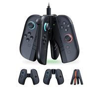 Poignée de Charge Améliorée NexiGo pour Nintendo Switch 2, Station de Charge 4-en-1 pour Joy-Cons avec Indicateur LED, Mode Portable, Chargeur Portable et Poignée Confortable