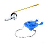 Poignée de chasse d'eau de WC en ABS galvanisé avec battant en PVC - Tige en aluminium doré, joint anti-fuite, pour une installation facile, compatible avec la plupart des stanons (bleu)