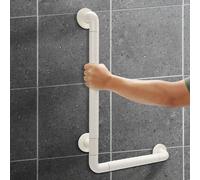 Poignée de douche Fiqops en acier inoxydable, antidérapante, en forme de L, fluorescente, fixation murale jusqu'à 200KG pour baignoire, chambre à coucher, rampe d'escalier 60*40cm blanc