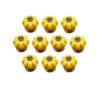 Poignée de forme de potiron en céramique bouton commode armoire de cuisine placard tiroir poignées 10 Pack, Jaune