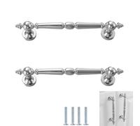 Poignee De Meuble 2Pièces Poignée De Garde-Robe En Cuivre Pur Plaqué Argent Brillant Tous Les Boutons Et Poignées De Tiroir En Laiton Boutons De Porte D'Armoire Pas De 192 Trous/Argent Brillant