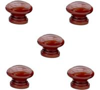 Poignee De Meuble 5 Pièces Bûche Tête De Champignon Bouton Et Poignée De Tiroir Poignée Ronde En Bois Armoire Boîte De Rangement Poignée En Bois Massif,Diamètre 24mm,Couleur Acajou
